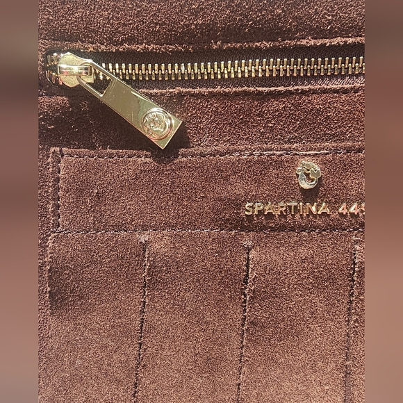 Spartina 449 Brown Suede and Leather Fringe Crossbody Bag with adjustable Strap - Picture 14 of 16